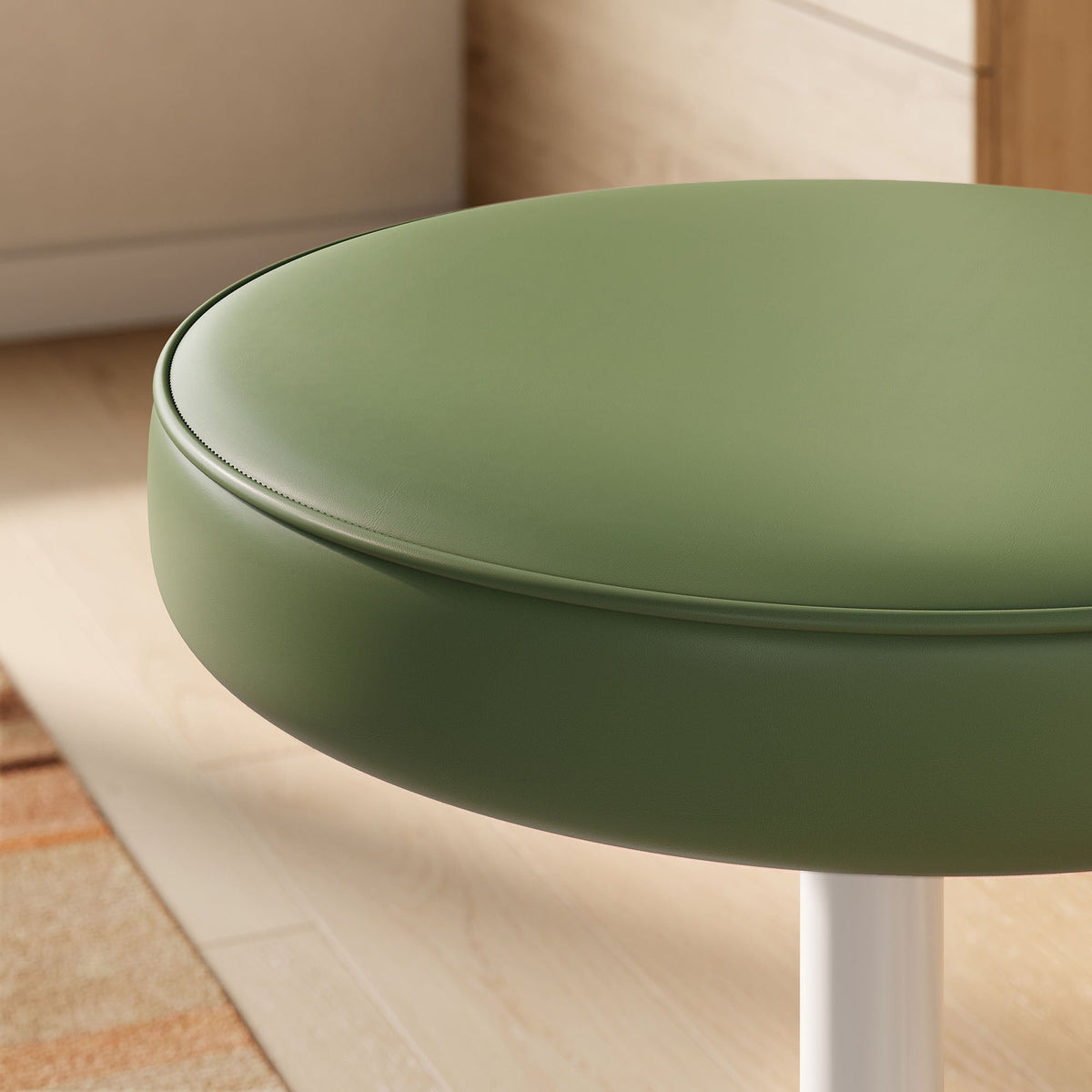 Lippa vegan leather round stool green top with white legs, bar and dining stool by Modway on Tampa Home & Garden Store