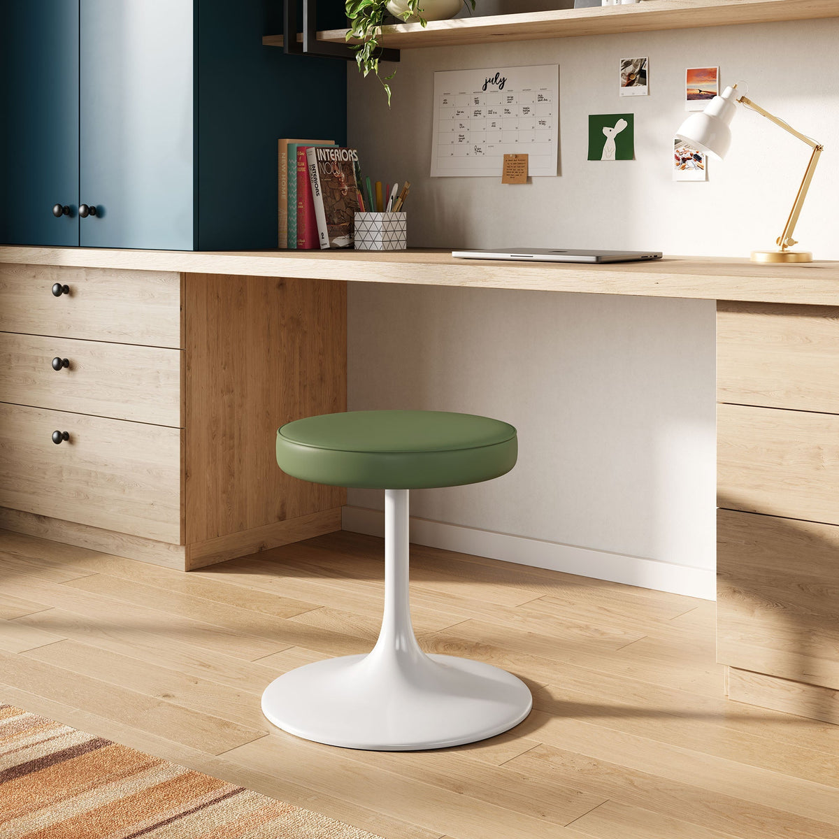 Lippa vegan leather round stool by Modway, green seat for bar and dining spaces on Tampa Home & Garden Store