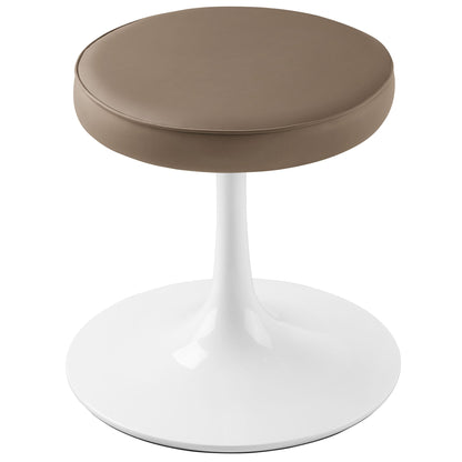 Lippa vegan leather round stool Modway taupe brown seat on white pedestal base on Tampa Home & Garden Store