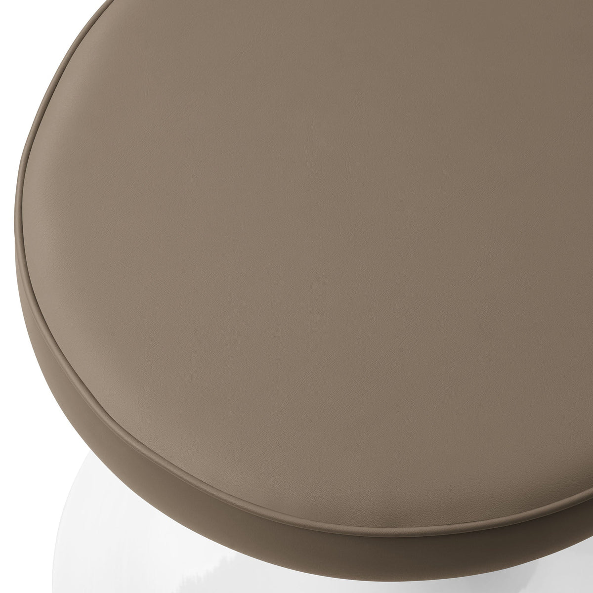 Lippa vegan leather round stool seat in taupe with stitched edge by HouseOfZazla on Tampa Home & Garden Store