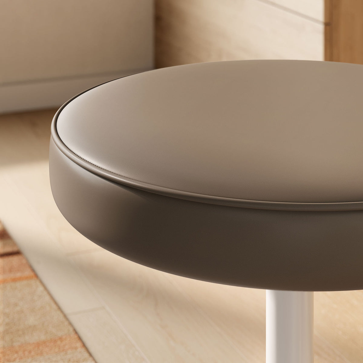 Lippa vegan leather round stool by Modway, taupe upholstery, bar and dining seating on Tampa Home & Garden Store
