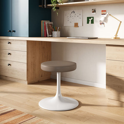 Lippa vegan leather round stool by Modway in taupe with white pedestal base on Tampa Home & Garden Store