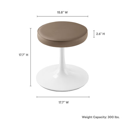 Lippa vegan leather round stool taupe seat with white pedestal base by HouseOfZazla on Tampa Home & Garden Store