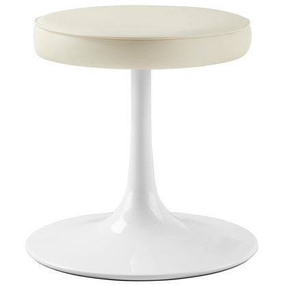 Lippa vegan leather round stool with ivory cushion on white pedestal base by Modway on Tampa Home & Garden Store