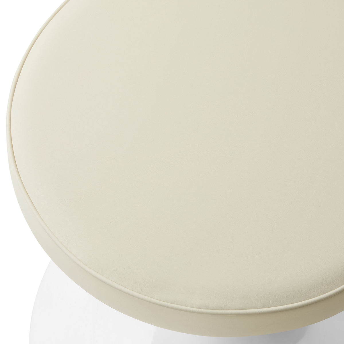 Lippa vegan leather round stool beige Faux leather seat for bar and dining by HouseOfZazla on Tampa Home & Garden Store