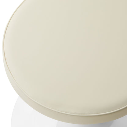 Lippa vegan leather round stool beige Faux leather seat for bar and dining by HouseOfZazla on Tampa Home & Garden Store