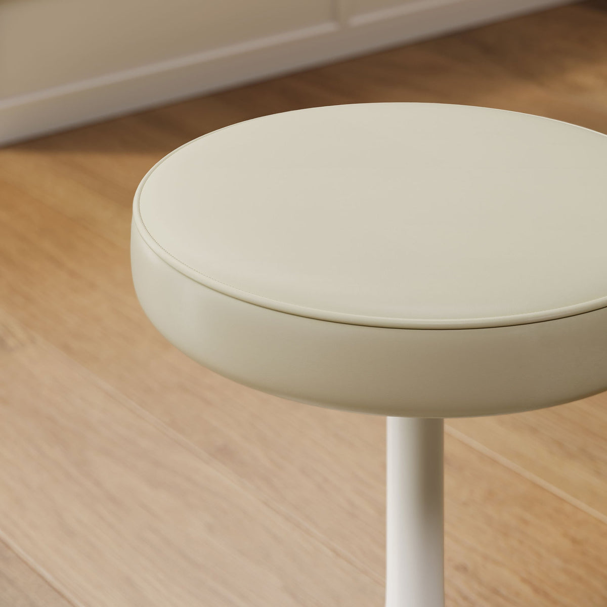 Lippa vegan leather round stool, white seat with stitched edge, by Modway HouseOfZazla on Tampa Home & Garden Store