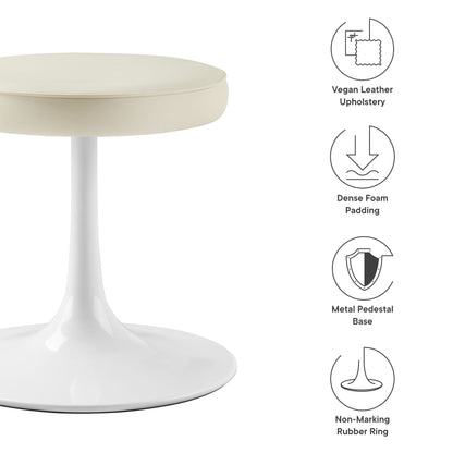 Lippa vegan leather round stool Modway with ivory upholstery on white metal pedestal base on Tampa Home & Garden Store