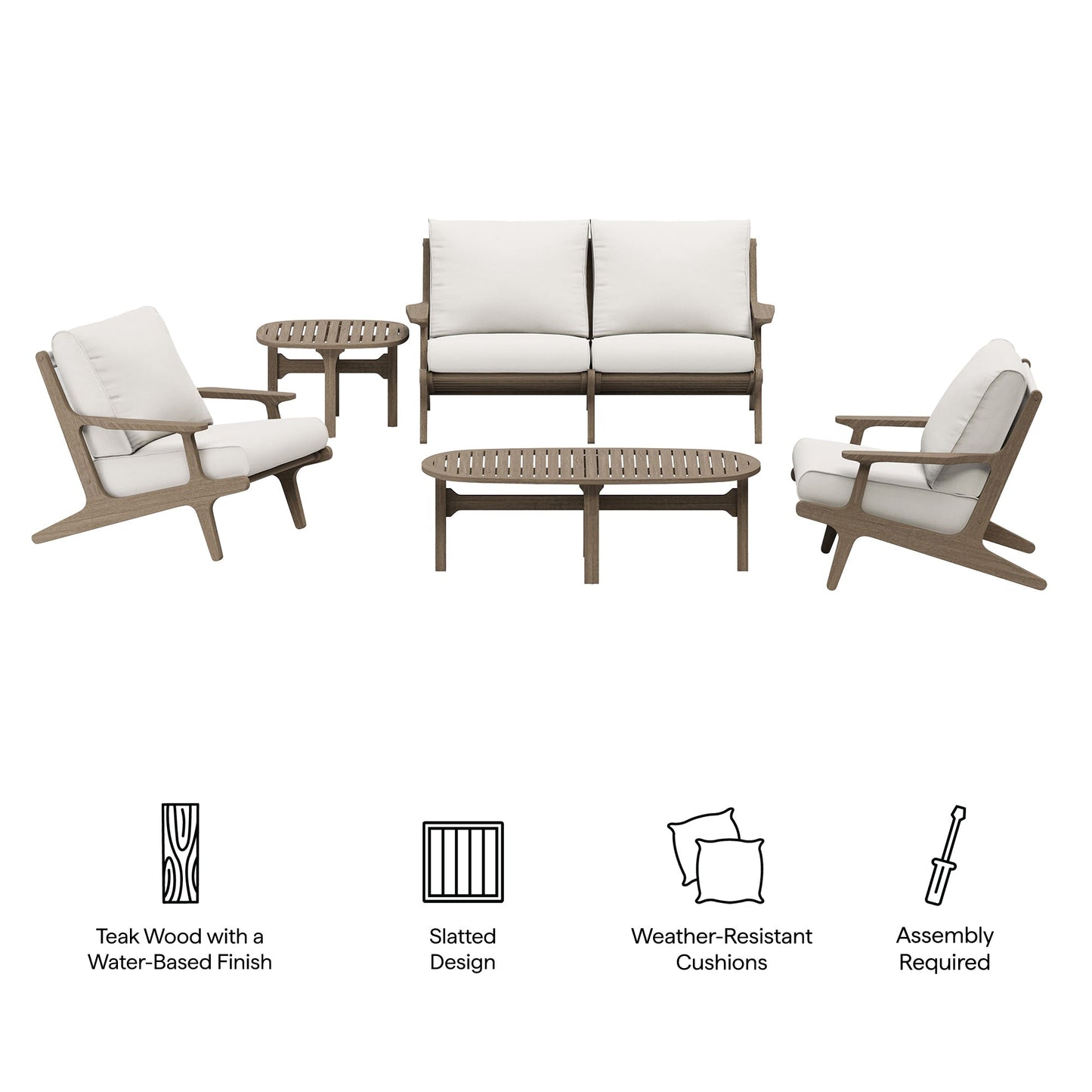 Saratoga and 5 Piece Outdoor Teak Patio Set