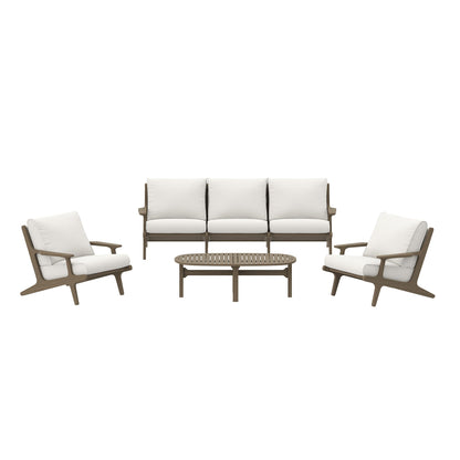 Saratoga 4-Piece Modern Teak Patio Furniture Set