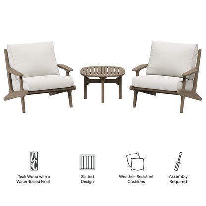 Saratoga 3 Piece Outdoor Teak Wood Patio Set