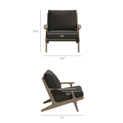 Modway Saratoga outdoor teak wood chair and ottoman set with dark charcoal cushions on Tampa Home & Garden Store