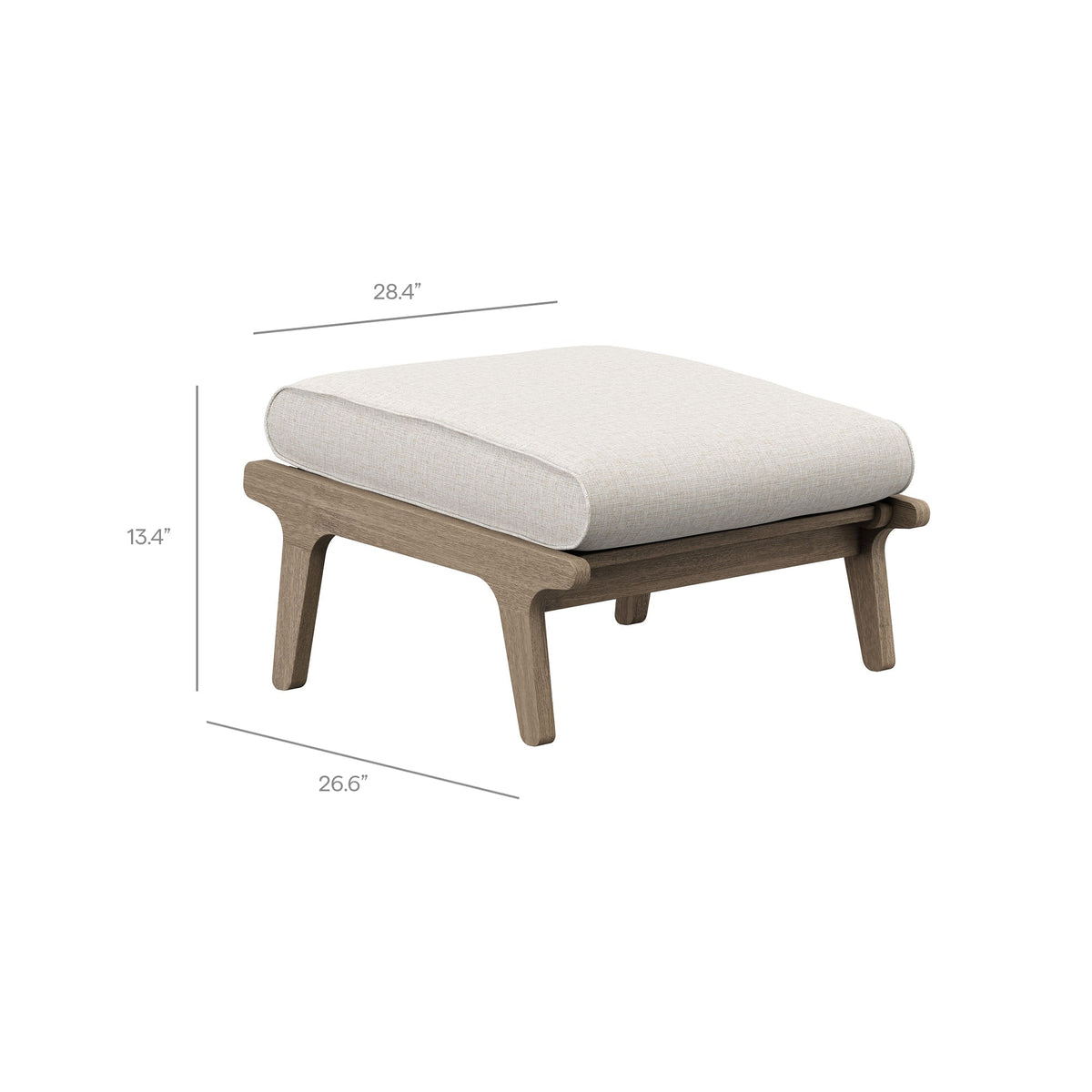 Saratoga outdoor teak wood chair and ottoman set by Modway with beige cushion on Tampa Home & Garden Store