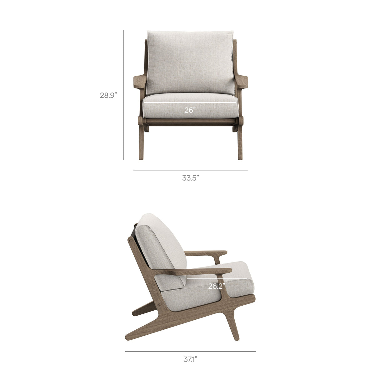 Saratoga teak outdoor chair with beige cushions in natural wood finish on Tampa Home & Garden Store
