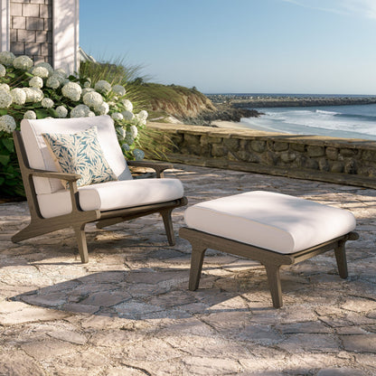 Saratoga outdoor teak wood chair and ottoman set with beige cushions by Modway HouseOfZazla on Tampa Home & Garden Store