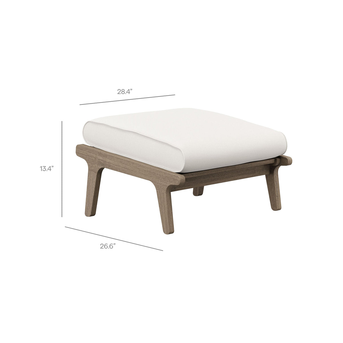 Saratoga teak wood chair and ottoman set by HouseOfZazla with beige cushions on teak legs on Tampa Home & Garden Store