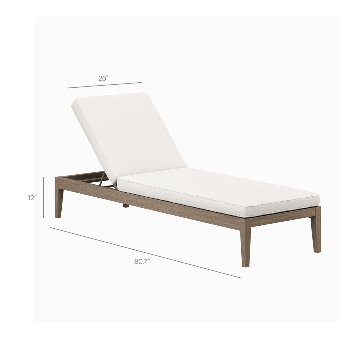 Modway Saratoga outdoor teak wood chaise lounge with white cushion and adjustable back on Tampa Home & Garden Store