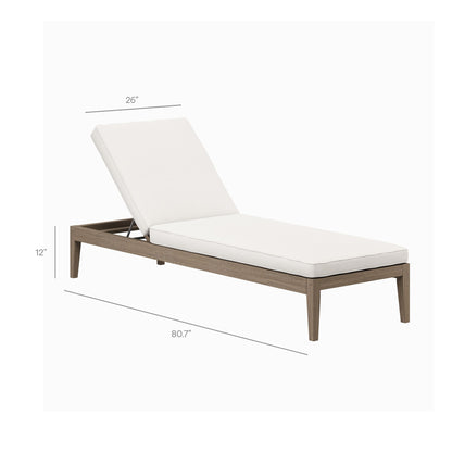 Modway Saratoga outdoor teak wood chaise lounge with white cushion and adjustable back on Tampa Home & Garden Store