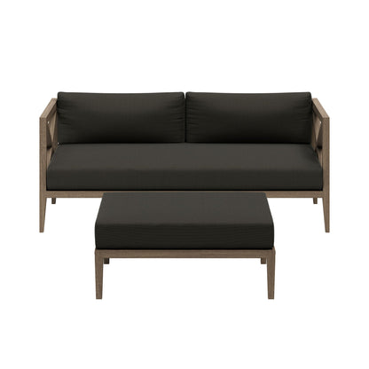 Northlake outdoor teak wood loveseat and ottoman set with charcoal cushions by Modway on Tampa Home & Garden Store