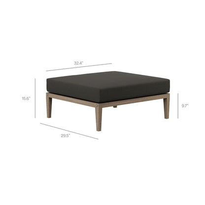 Northlake outdoor teak wood loveseat and ottoman set with dark cushions, 2-piece on Tampa Home & Garden Store