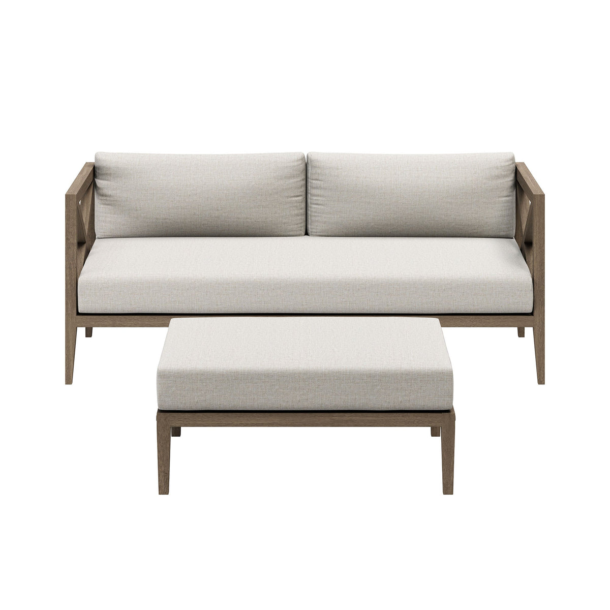 Outdoor Patio Teak Loveseat and Ottoman Set