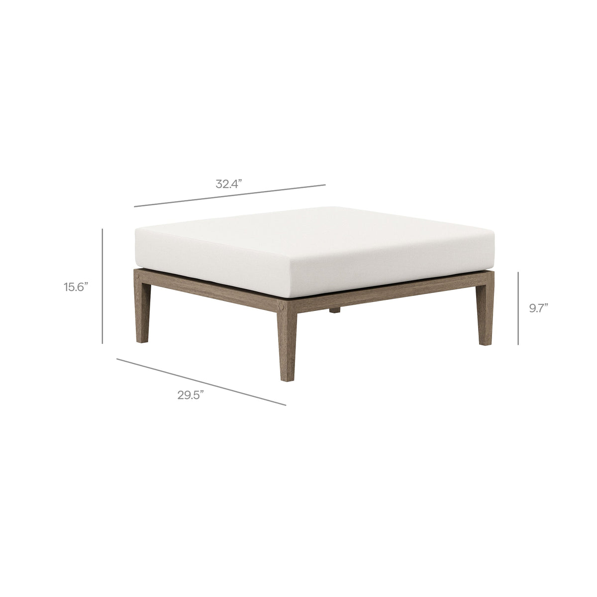 Northlake outdoor teak wood loveseat and ottoman set, white cushions, 2-piece on Tampa Home & Garden Store