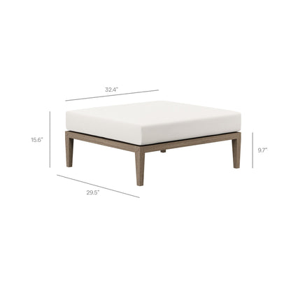 Northlake outdoor teak wood loveseat and ottoman set, white cushions, 2-piece on Tampa Home & Garden Store