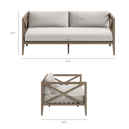 Northlake 5-Piece outdoor teak furniture set with beige cushions and teak frame by HouseOfZazla on Tampa Home & Garden Store