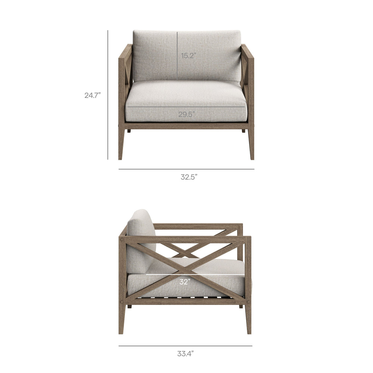 Northlake 5-Piece outdoor teak wood furniture set with beige cushions on Tampa Home & Garden Store