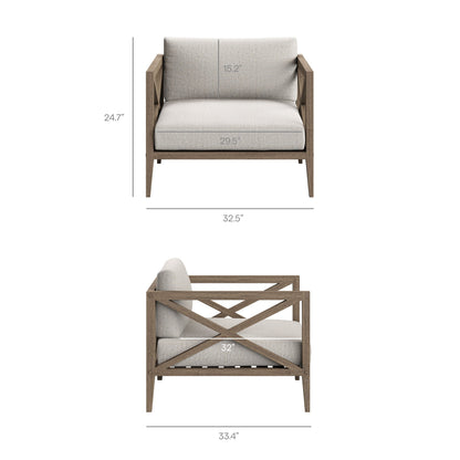 Northlake 5-Piece outdoor teak wood furniture set with beige cushions on Tampa Home & Garden Store