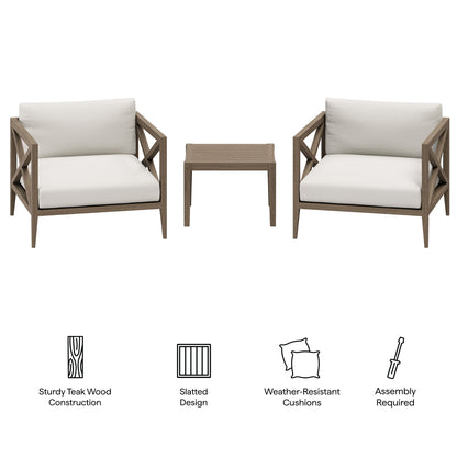 Modway Northlake 3 Piece Teak Outdoor Set