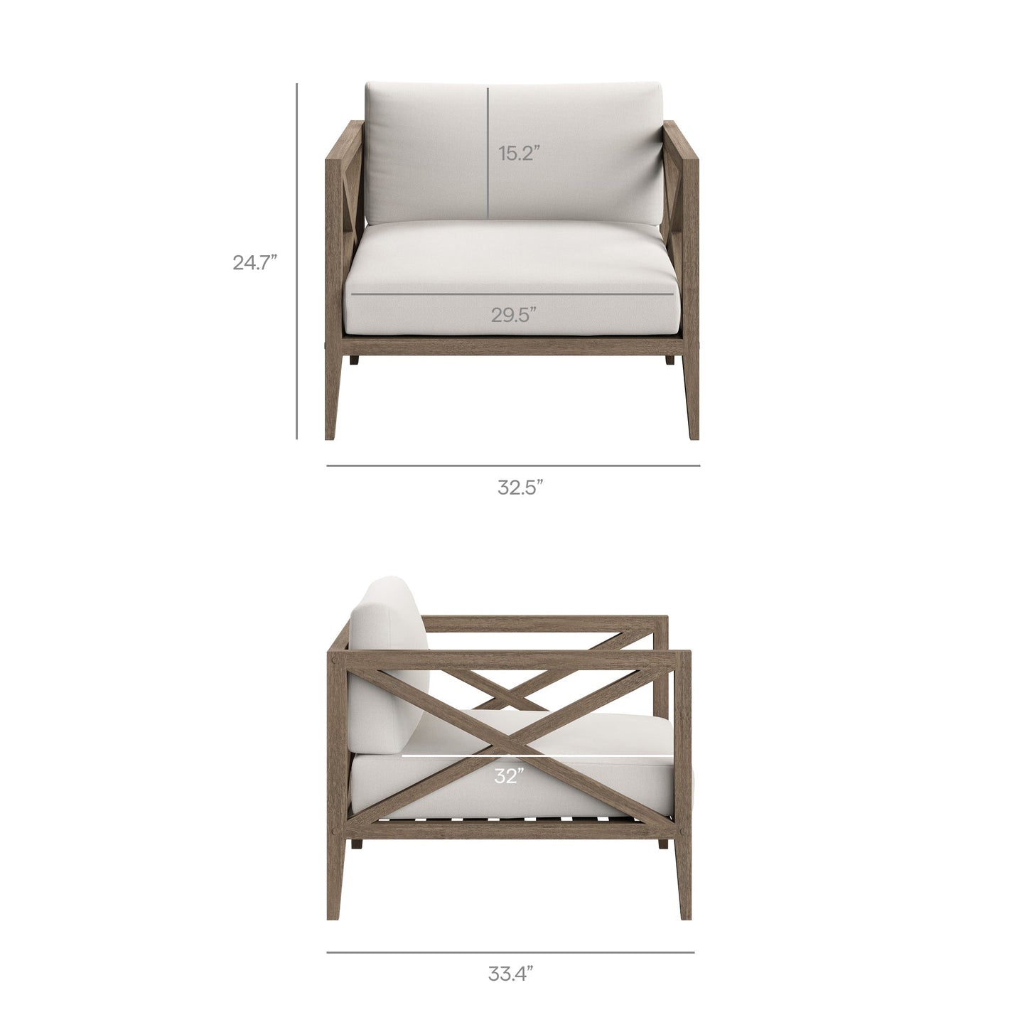 Modway Northlake 3 Piece Teak Outdoor Set