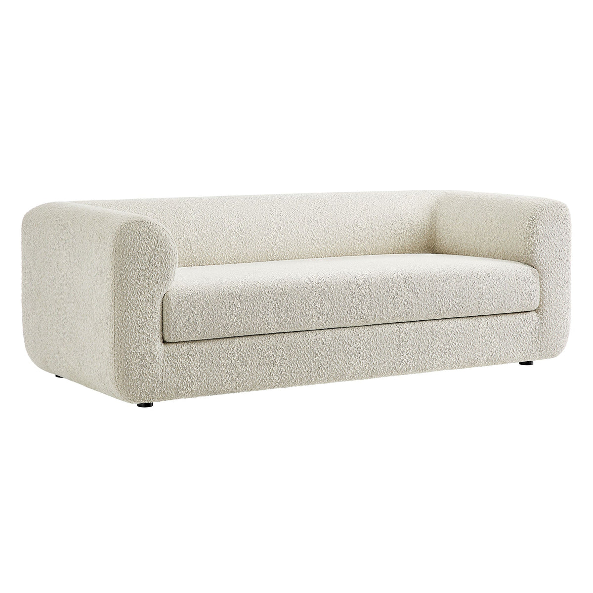 Leif 89in boucle upholstered sofa beige fabric with rounded arms by Modway on Tampa Home & Garden Store