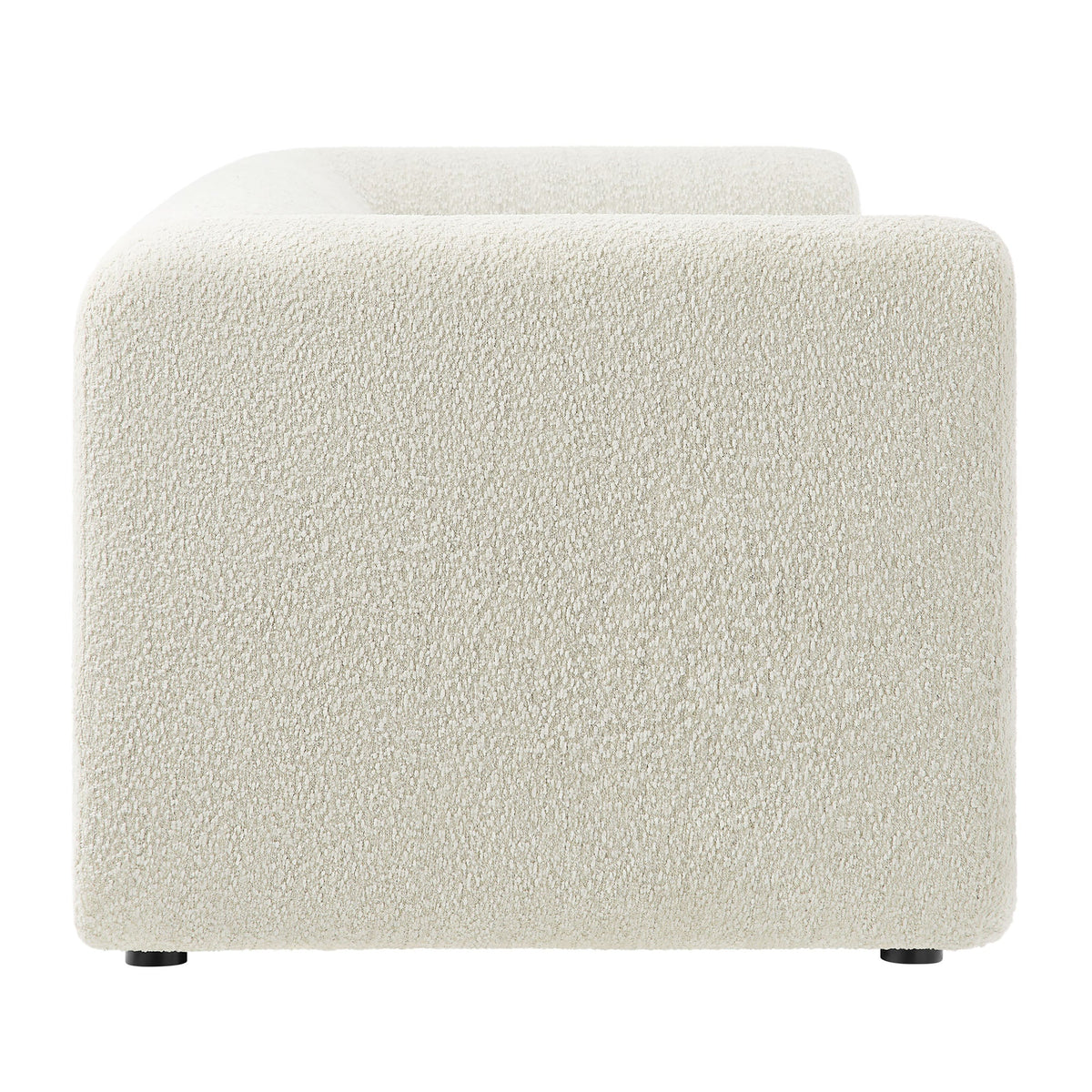 Leif 89in Boucle Upholstered Sofa cream boucle fabric with rounded arms and short black legs on Tampa Home & Garden Store