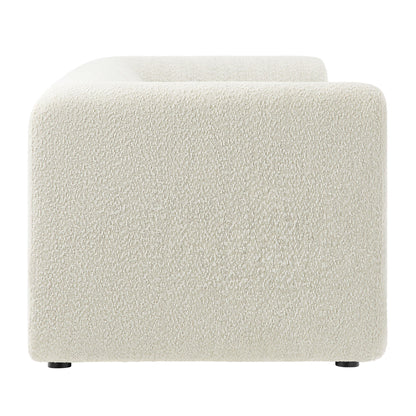 Leif 89in Boucle Upholstered Sofa cream boucle fabric with rounded arms and short black legs on Tampa Home & Garden Store