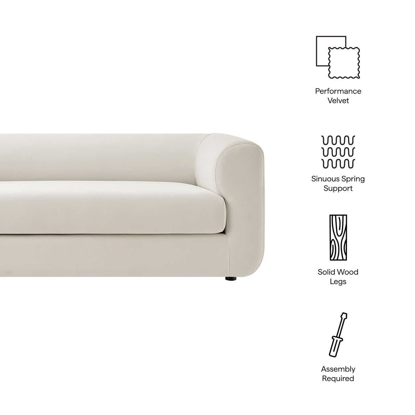 Leif Performance Velvet Upholstered Sofa