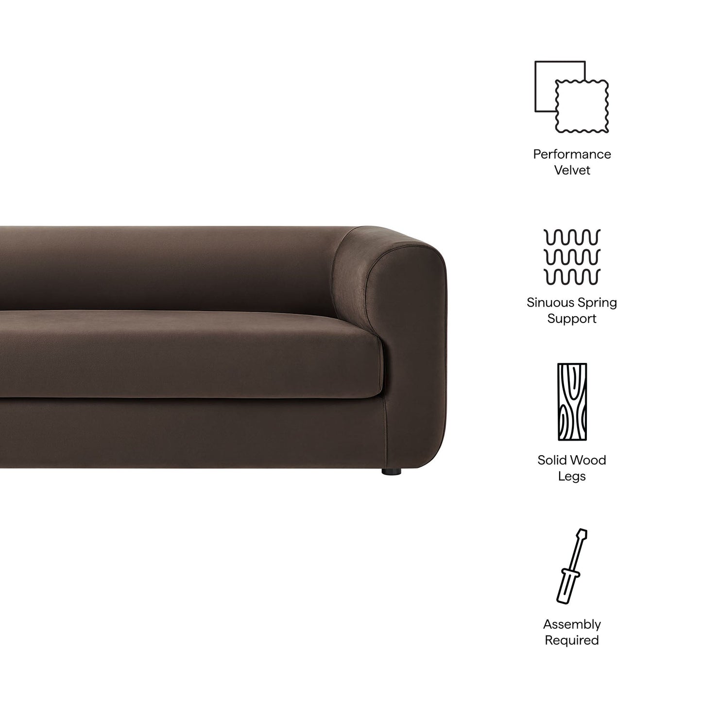 Leif Performance Velvet Upholstered Sofa