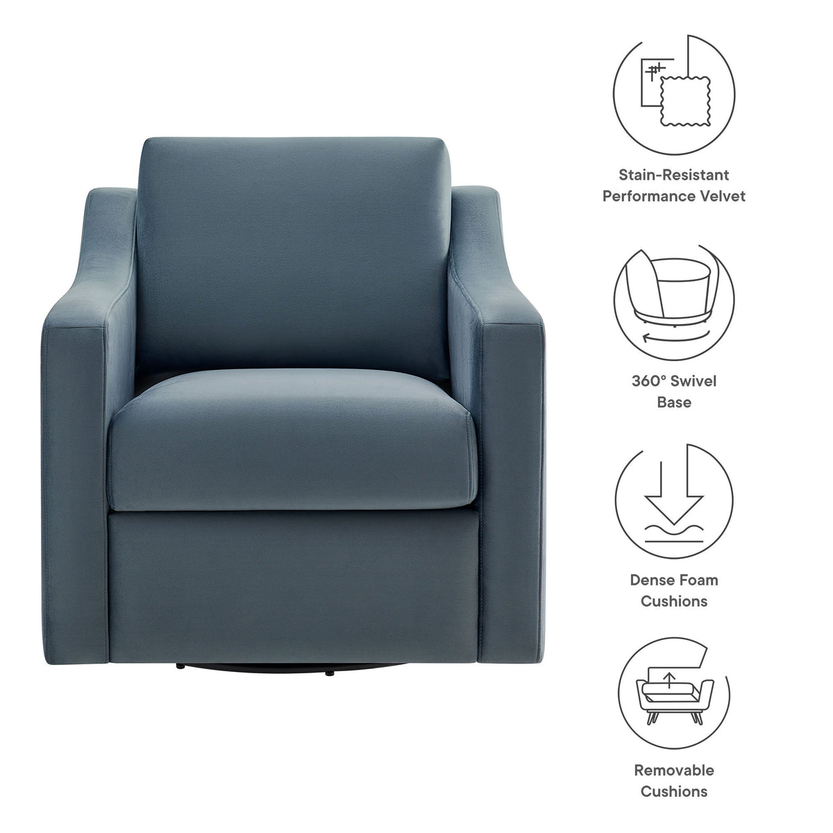Liora Velvet Swivel Armchair For the Modern Home