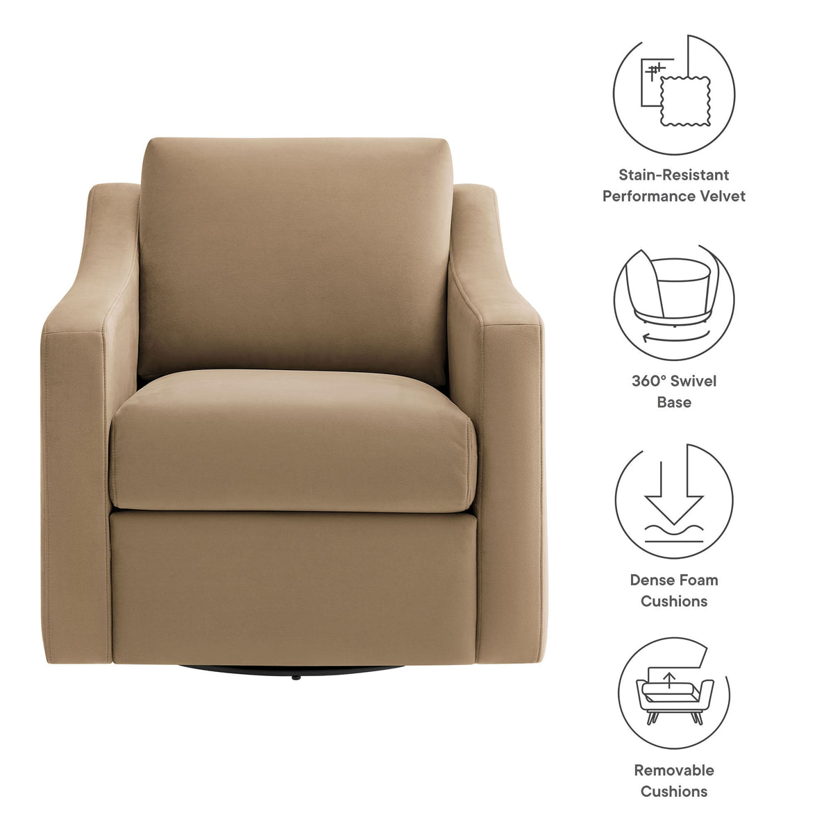 Liora Velvet Swivel Armchair For the Modern Home