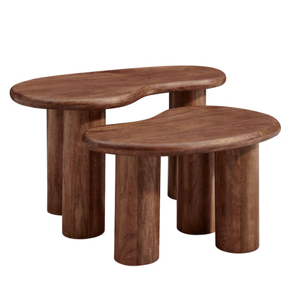 Hackney mango wood nesting coffee tables set of 3 in warm brown on Tampa Home & Garden Store