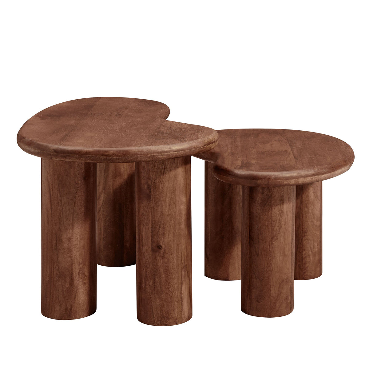 Hackney mango wood nesting coffee table set - 3 round tables in warm brown finish on Tampa Home & Garden Store