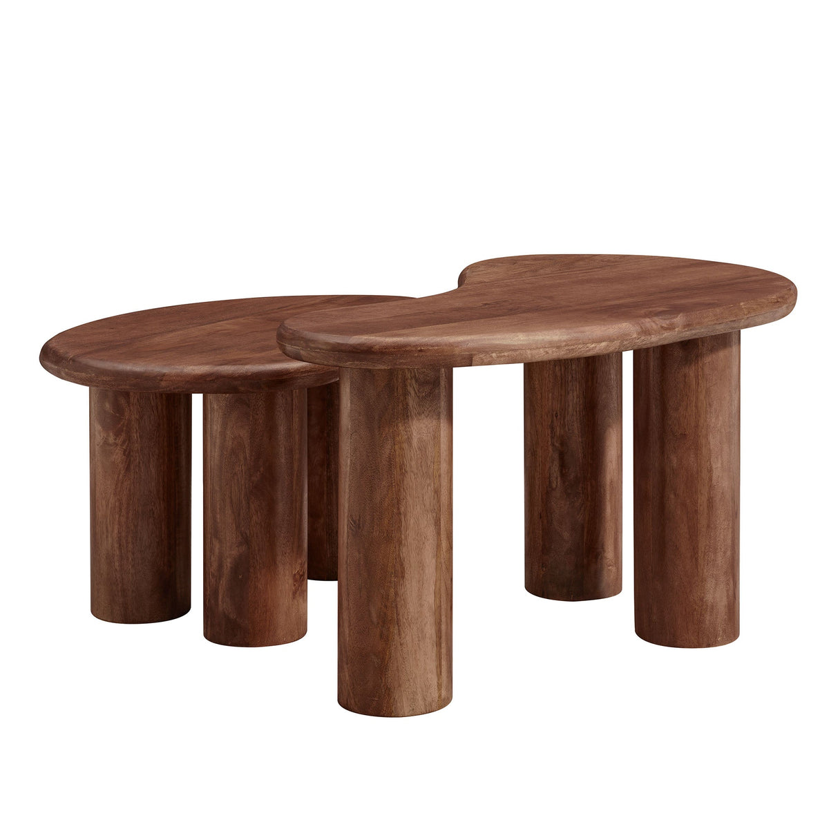 Hackney Mango Wood Nesting Coffee Table Set, 3-piece, warm brown mango wood for living room on Tampa Home & Garden Store