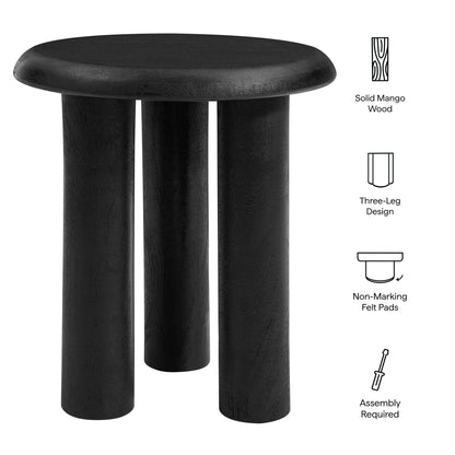 Mavina mango wood side table, three-leg design, black finish, end table by Modway on Tampa Home & Garden Store