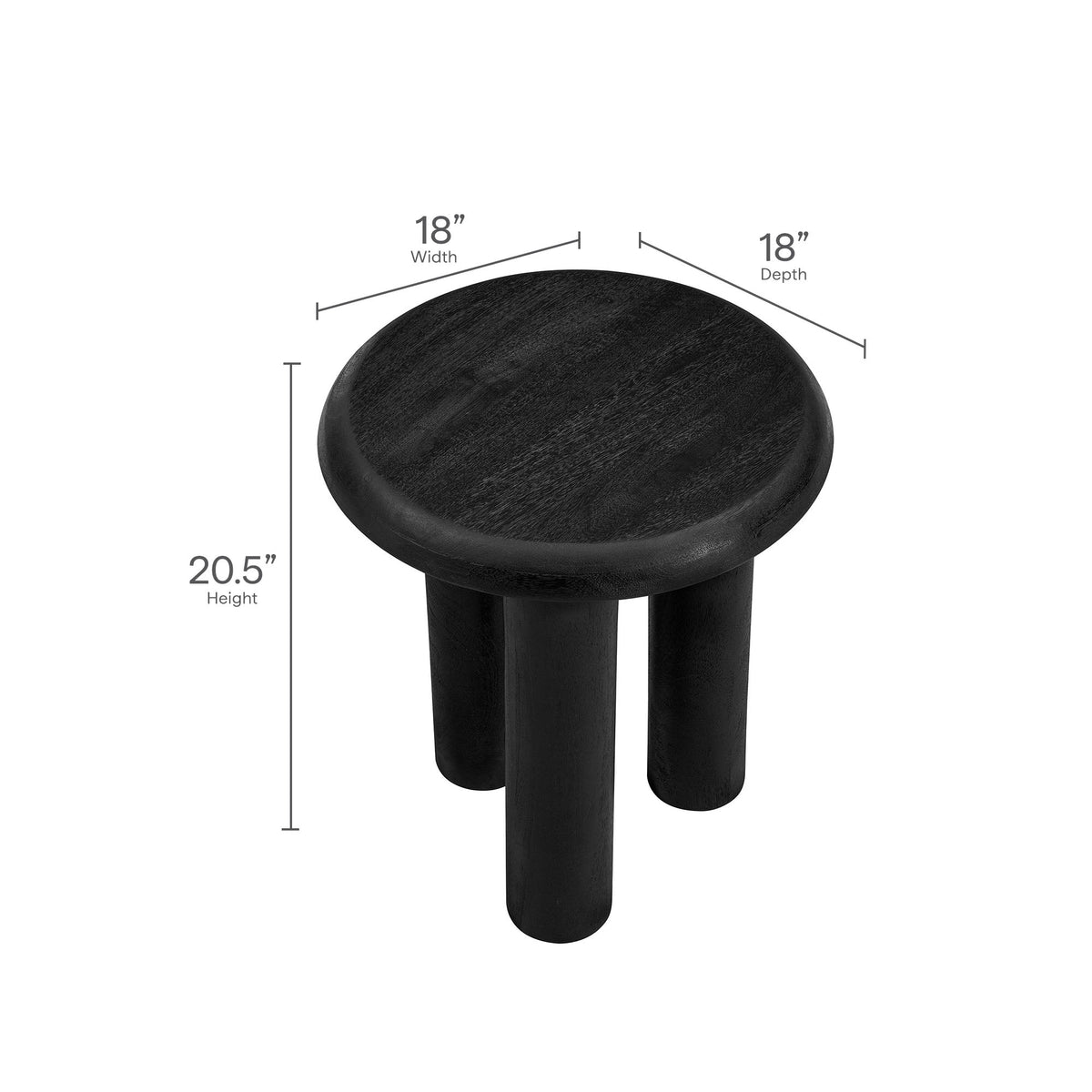 Mavina Mango Wood Side Table round black mango wood top 18W x 18D, 20.5H by HouseOfZazla on Tampa Home & Garden Store