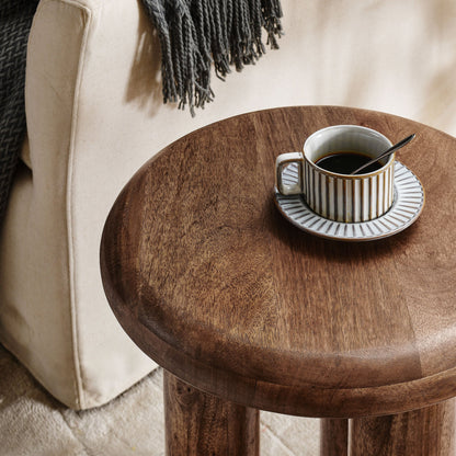Mavina Mango Wood Side Table by Modway, round dark brown finish on Tampa Home & Garden Store