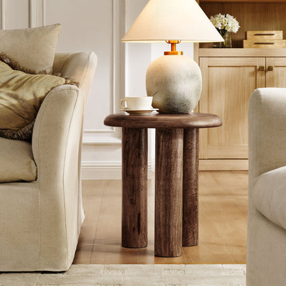 Mavina Mango Wood Side Table by Modway, round mango wood top with chunky legs on Tampa Home & Garden Store