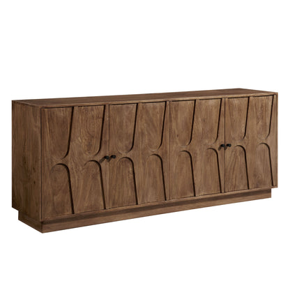 Veda 72in mango wood sideboard cabinet with carved curved doors in warm brown finish by Modway on Tampa Home & Garden Store
