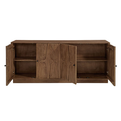 Veda 72in mango wood sideboard cabinet with carved panel doors brown wood by Modway on Tampa Home & Garden Store