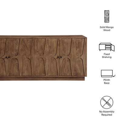 Veda 72in mango wood sideboard cabinet with carved rounded panel doors by HouseOfZazla on Tampa Home & Garden Store