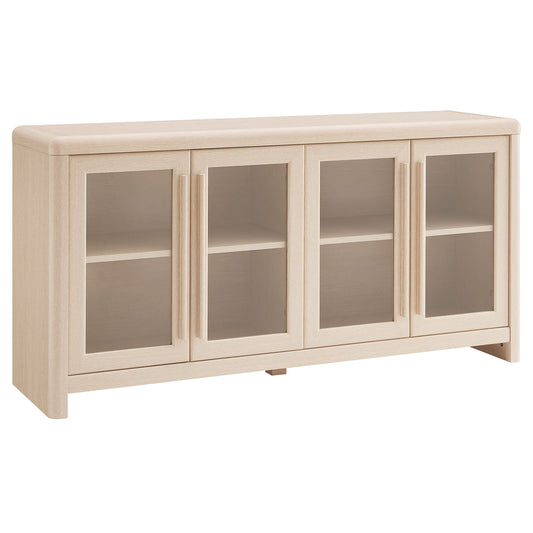 Evren 4-door sideboard with glass-front doors in light oak finish on Tampa Home & Garden Store